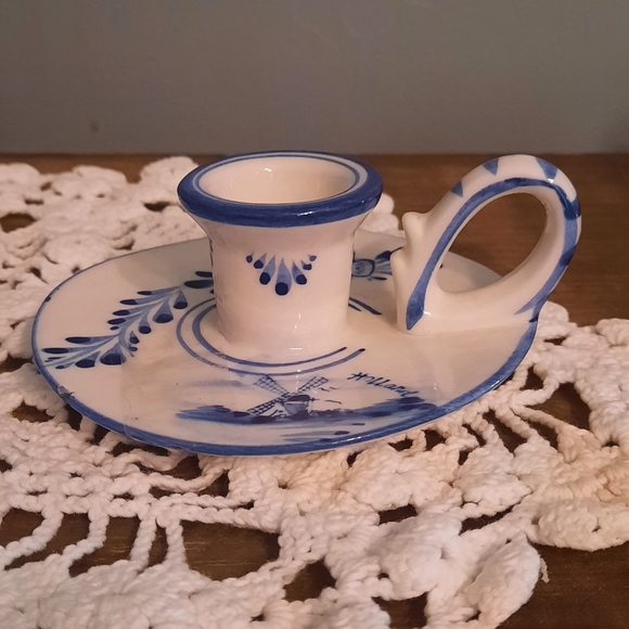 Set of 2 vintage delfts blue candle holders - Picture 1 of 6